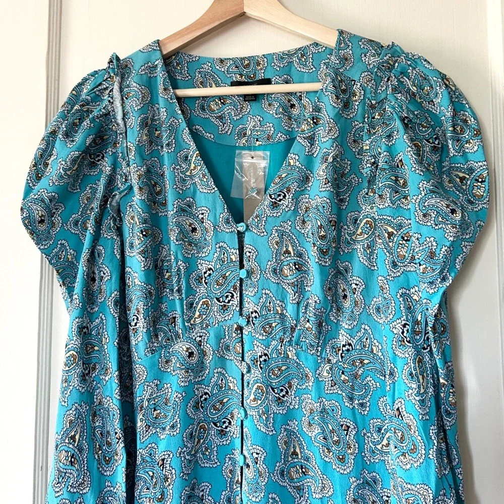 NWT J. Crew Drapey Puff Sleeve Dress Paisley‎ Bunch Romantic Spring Cottagecore